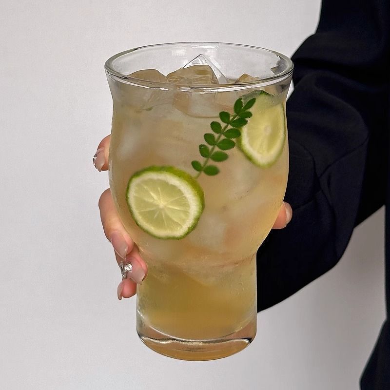 2 breite Glasbecher für Zuhause, große Öffnung, hochwertiger französischer Stil, ästhetisch ansprechende Getränke, Kaffee, Früchtetee_voghion.com