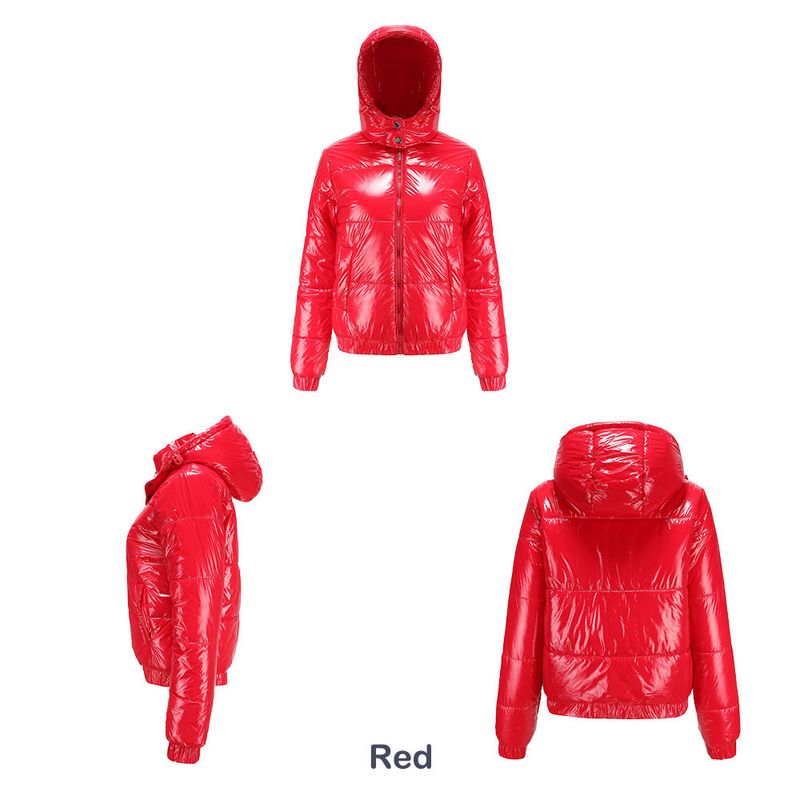Giacca invernale leggera con cappuccio da donna, rivestimento impermeabile 20D, capospalla lucido a maniche lunghe per moda e comfort._voghion.com