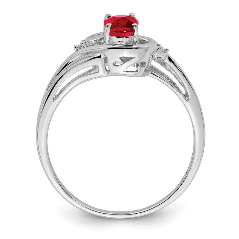 Sterling Silver Rhodium Plated Diamond & Ruby Ring_voghion.com