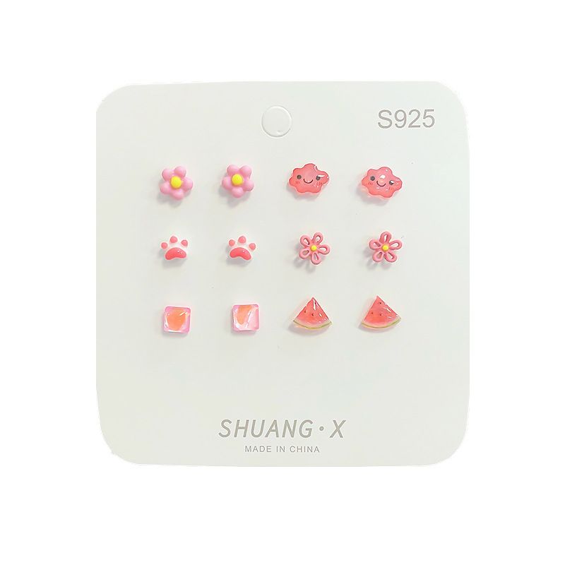 Collezione di orecchini settimanali freschi e non ripetitivi, piccoli e raffinati, con aghi in argento, per donna, Yiwu._voghion.com