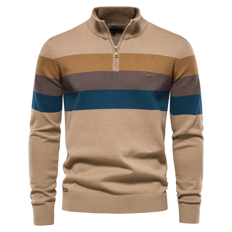 Autumn and Winter New Wear Open Chest Standing Collar Pullover Knit Men's Sweater_voghion.com
