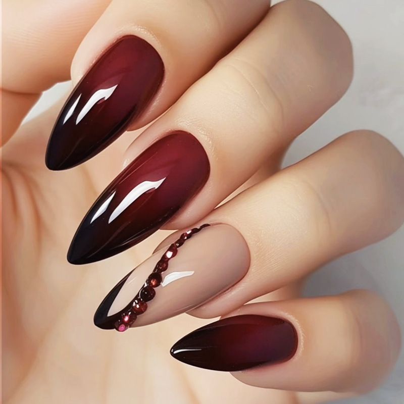Nouveaux ongles en amande à porter avec dégradé de couleurs, nail art haut de gamme, faux ongles de luxe, produits finis détachables_voghion.com