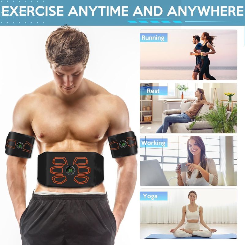 New Touch Screen EMS Belt Muscle Stickers Massage Abdominal Machine Fitness Pulse Portable_voghion.com