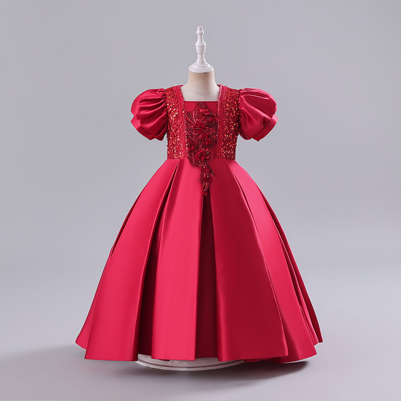 Robe princesse à fleurs pour filles d'un an, spectacle de Piano d'été_voghion.com