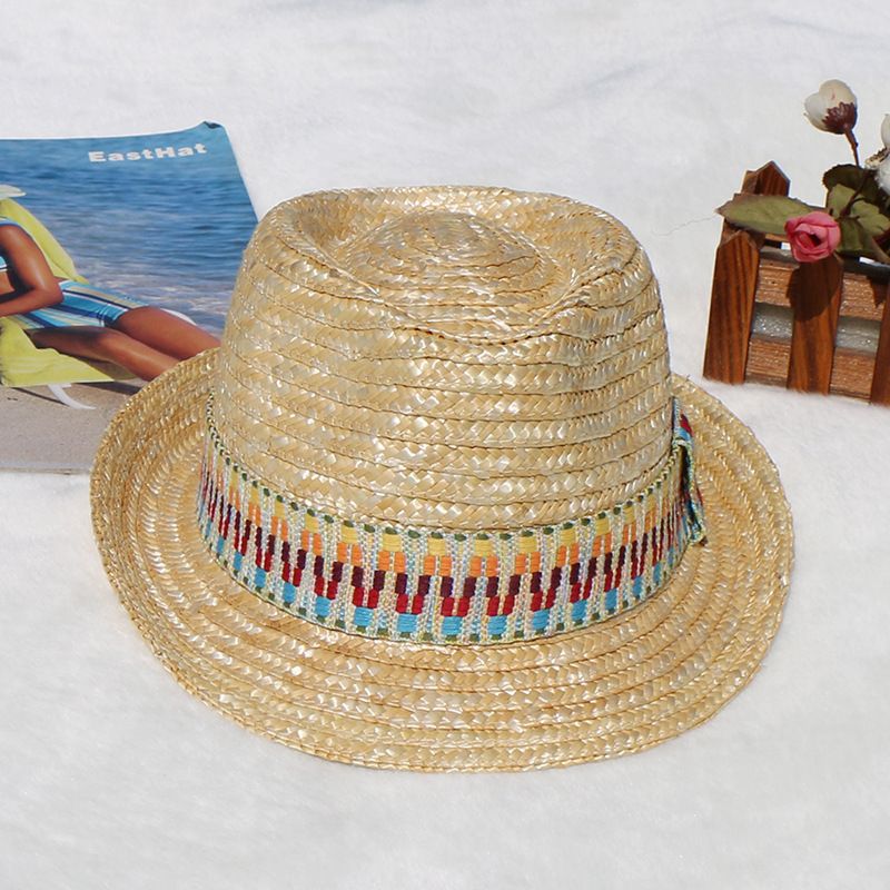 Natural straw braid summer straw colorful decoration with sun protection hat seaside resort straw hat_voghion.com