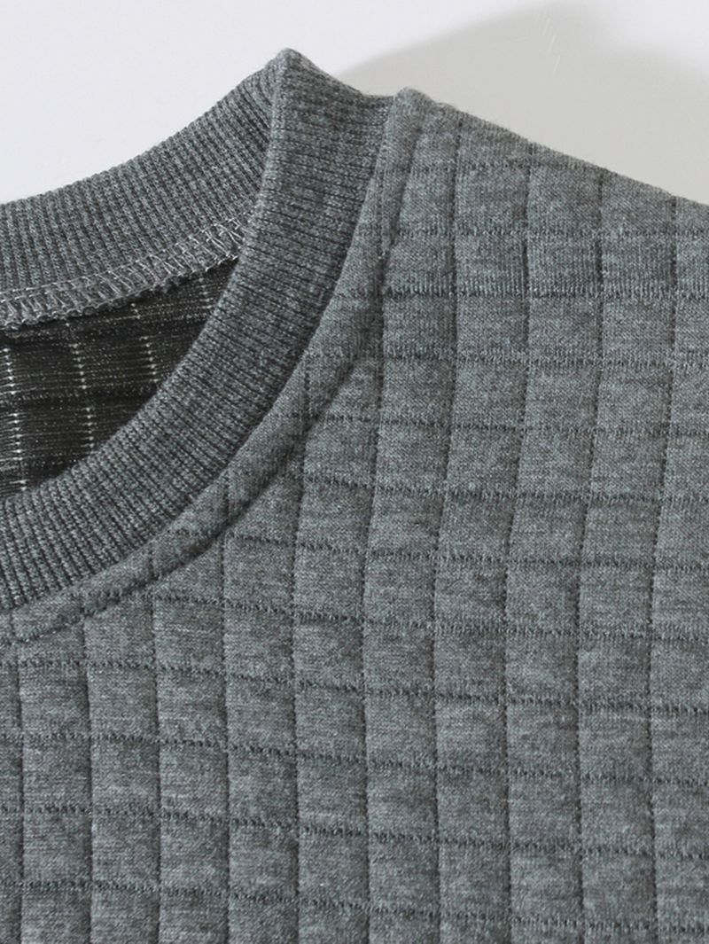 Ropa para hombre, otoño e invierno, camisa informal ajustada para hombre, camiseta de manga larga con cuello redondo y diseño de gofre_voghion.com