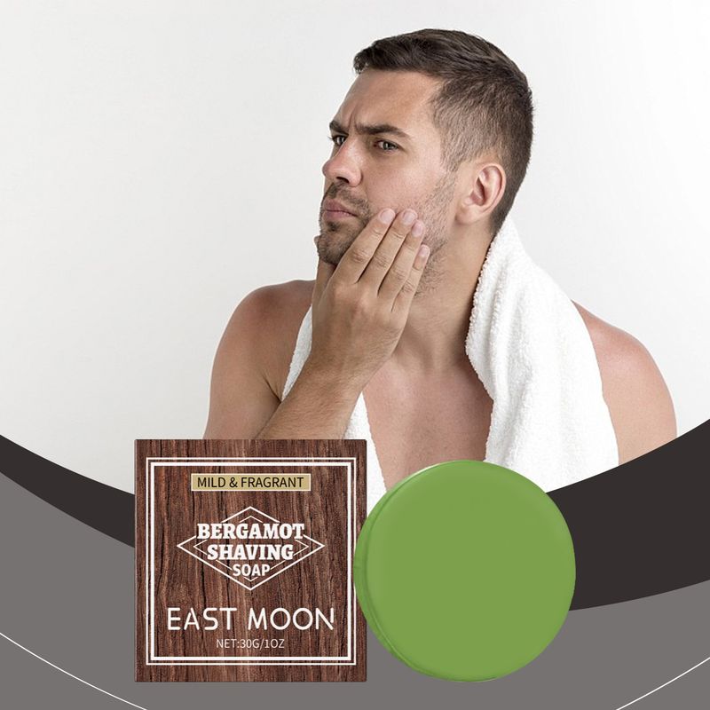 EAST MOON Bergamot Men's Shaving Soap Gently Cleanses and Cares for Beards, Hydrating and Moisturizing Care_voghion.com