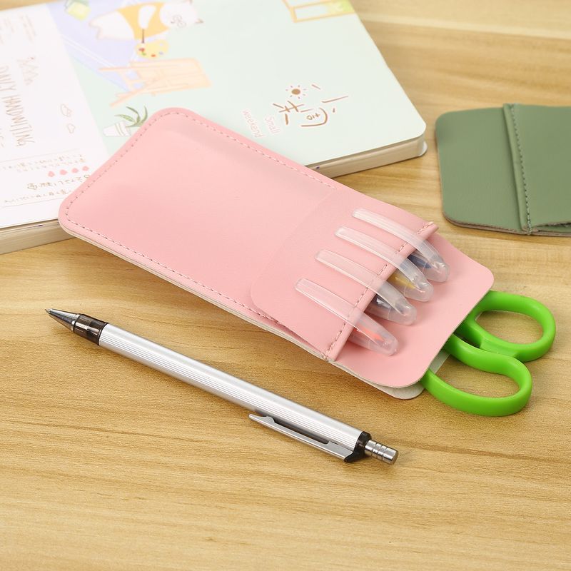 Creatieve PU leren etui met grote capaciteit, dubbele duurzame draagbare etui met zak, multifunctionele dokters- en verpleegsterspen_voghion.com