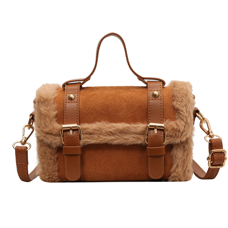 Plush women, versatile for autumn and winter 2024, new fashionable single shoulder crossbody bag, popular this year,_voghion.com