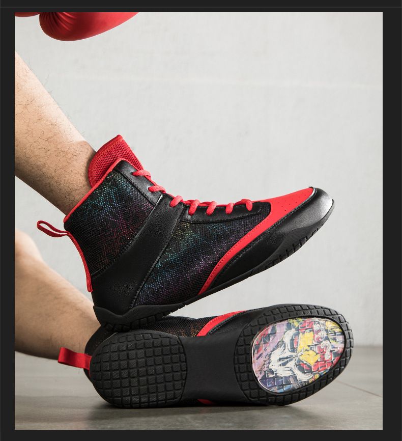 Zapatos de boxeo profesionales para hombres y mujeres, transpirables, de suela suave para interiores, para lucha libre, entrenamiento de combate y lucha libre._voghion.com