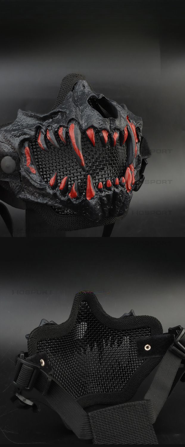 Fang Mask Standard Edition Double Layer Steel Wire Cos Half Face High Breathable Protective Tactical Motorcycle Riding_voghion.com