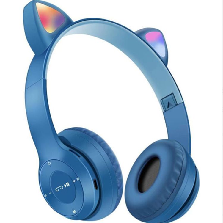P47M Cartoon Cat Ears Light-Up Over-Ear Stereo Bluetooth Headphones Durability Upgrade_voghion.com