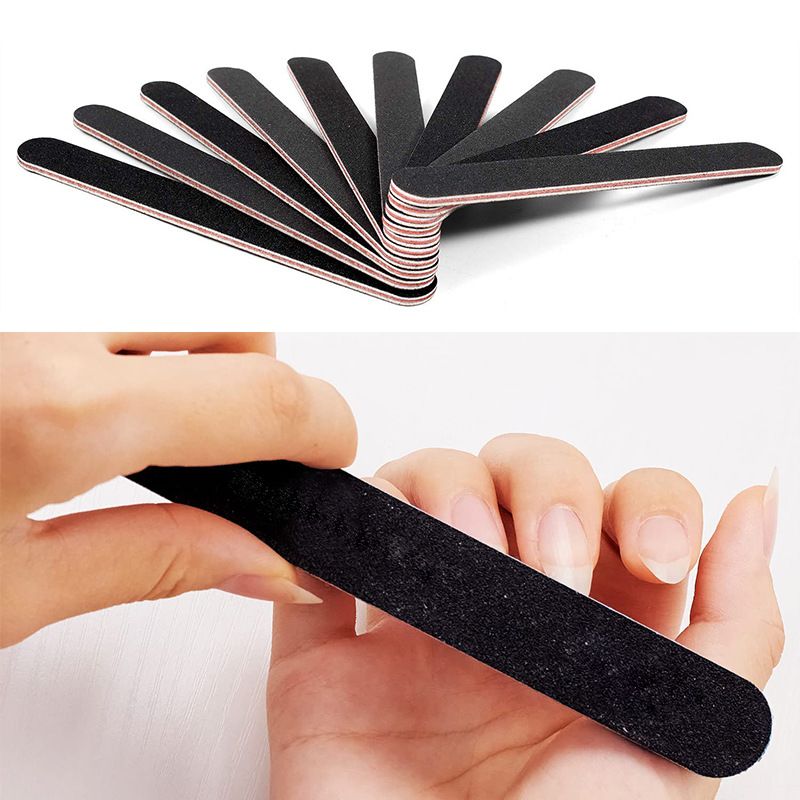Nail Files & Buffers Double Sided Frosted Shaping Polishing Strips Black Nail Art Nail File Manicure Sandpaper File Strips_voghion.com