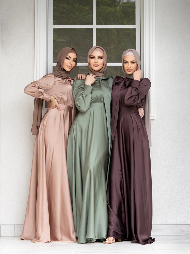 Robe en satin large pour femmes, mode musulmane_voghion.com