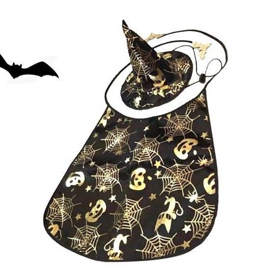 Set di 2 costumi per cani, mantello e cappello di Halloween stampato_voghion.com