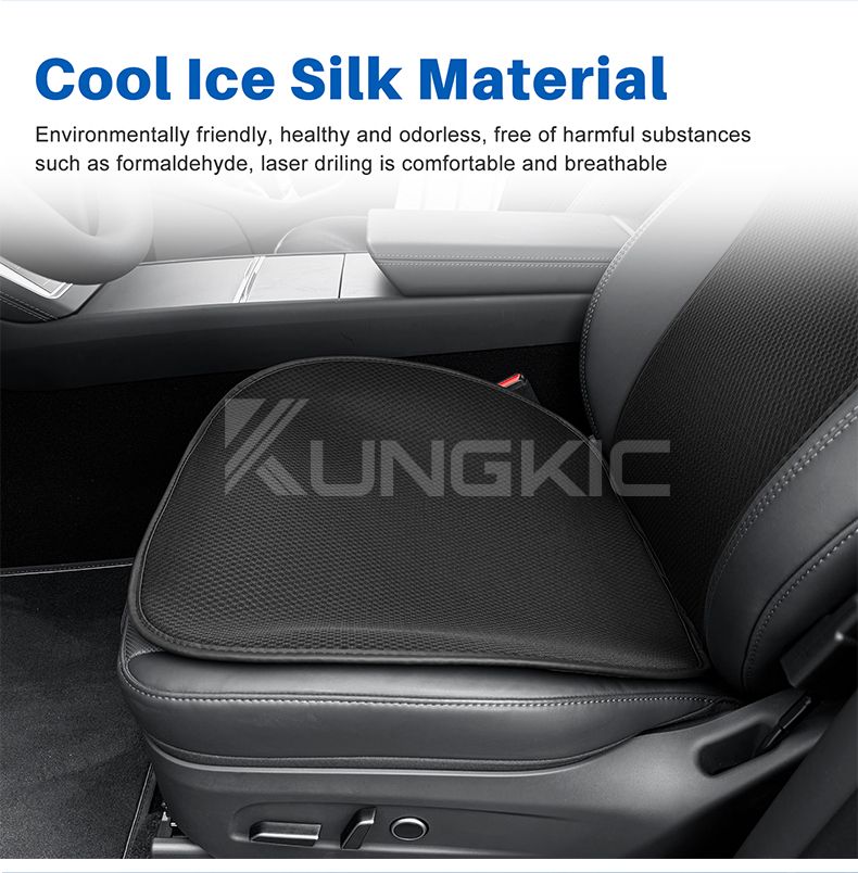 Voor Tesla Model Y Juniper Modely 2025 2026 Ice Silk Autostoelkussenmatten Ademend All Season Pad Protector Cover_voghion.com