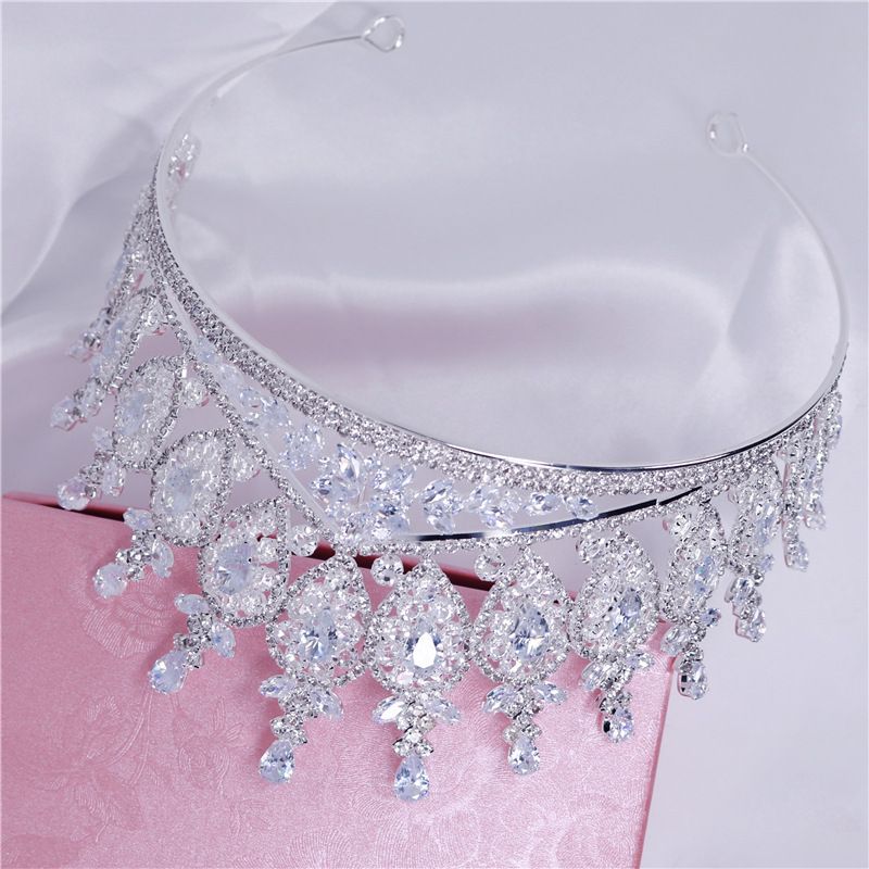 Nuova corona nuziale nobile con zirconi splendenti, copricapo pop, gioielli per capelli con diamanti ad acqua_voghion.com
