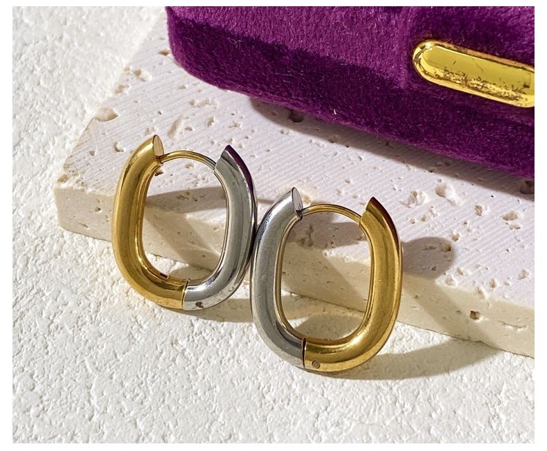 Set di gioielli da donna, nuovi orecchini a forma di U in acciaio al titanio, in oro e argento, design personalizzato, orecchini in acciaio inossidabile popolari._voghion.com