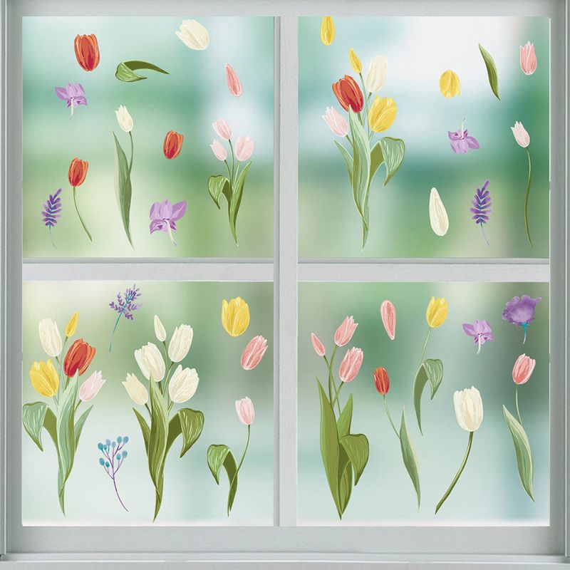 Ove's new tulip flower double-sided ADJ1006 window decoration electrostatic wall sticker_voghion.com