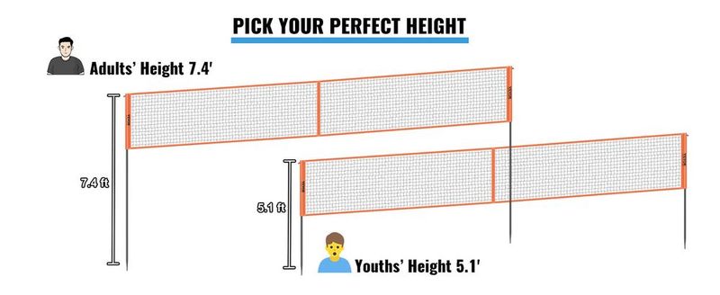 VEVOR 4-Way Volleyball Net, Adjustable Height Badminton Net Set For Backyard Beach Lawn, Outdoor Portable Volleyball Net With Carrying Bag, 4 Square Quick Assemble Game Set For Kids And Adults_voghion.com