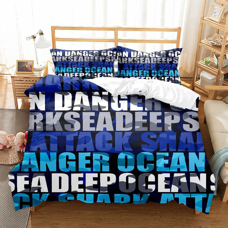 English Letter Duvet Three Piece Set 3D Digital Printed Mattress Bedding Products New Style_voghion.com