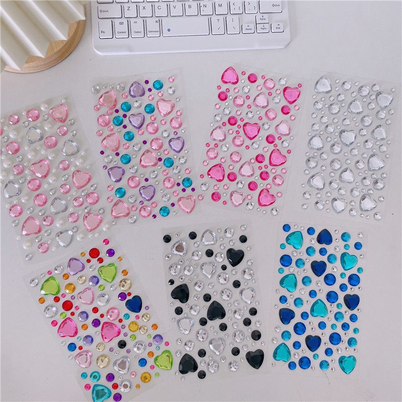 Grands autocollants Love Diamond ins3D autocollants décoratifs pour compte main en diamant coréen autocollants pour visage enfants fille cristal diamant_voghion.com