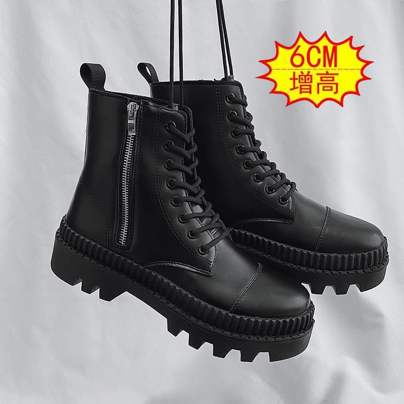 Stivali alti in pelle da uomo in stile britannico, con cerniera laterale, per autunno e inverno, modello Martin, di grandi dimensioni, versatili e spessi_voghion.com