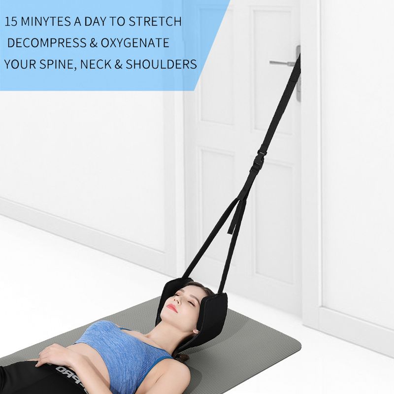 Masajeador de descompresión portátil, dispositivo de tracción cervical, hamaca para la cabeza para aliviar el dolor de cuello y hombros y terapia física_voghion.com