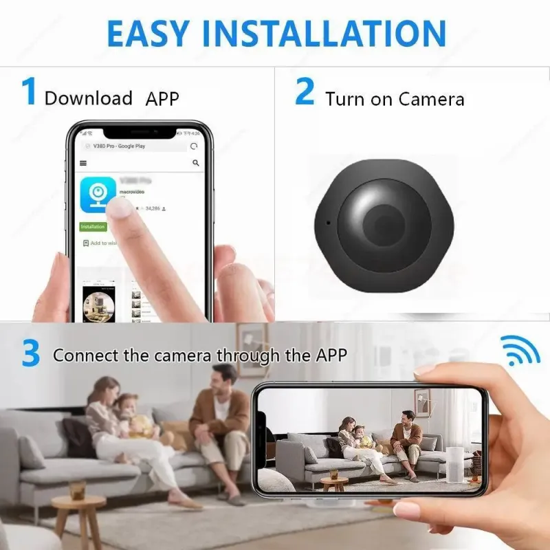 Mini cámara Wifi 4K 1080P HD Visión nocturna Cámara web IP inteligente para el hogar Vigilancia remota Micro videocámaras Portátil Invisible_voghion.com