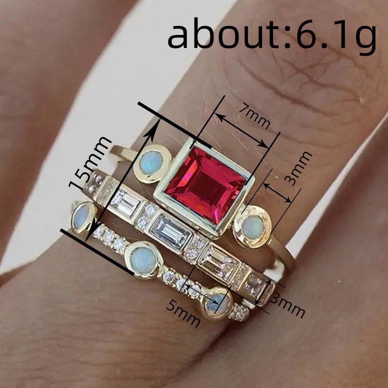 Cao Shi New Gold Three-Piece Decorations Geometric Elegant Palace Style Set Grandiose Ring_voghion.com