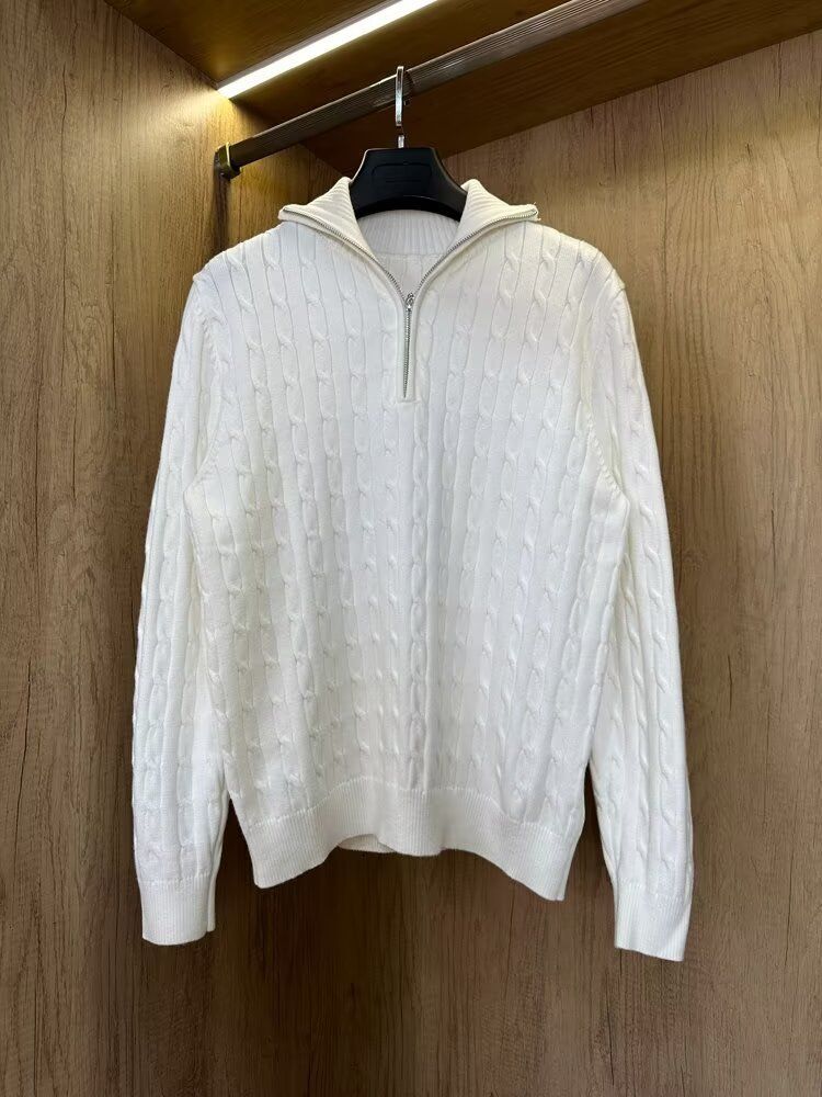 Maglione con mezza zip da uomo autunno 2024 nuova versione coreana di nicchia versatile design a maglia spessa con colletto rovesciato_voghion.com