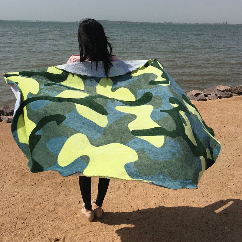 Cotton Terry Cloth Beach Hawaii Bath Style Active Printing Yoga Mat Round Bath Towel_voghion.com