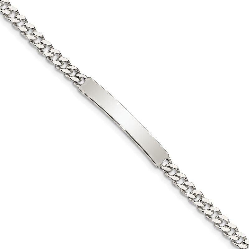 Sterling Silver Polished Engraveable Curb Link ID Bracelet_voghion.com