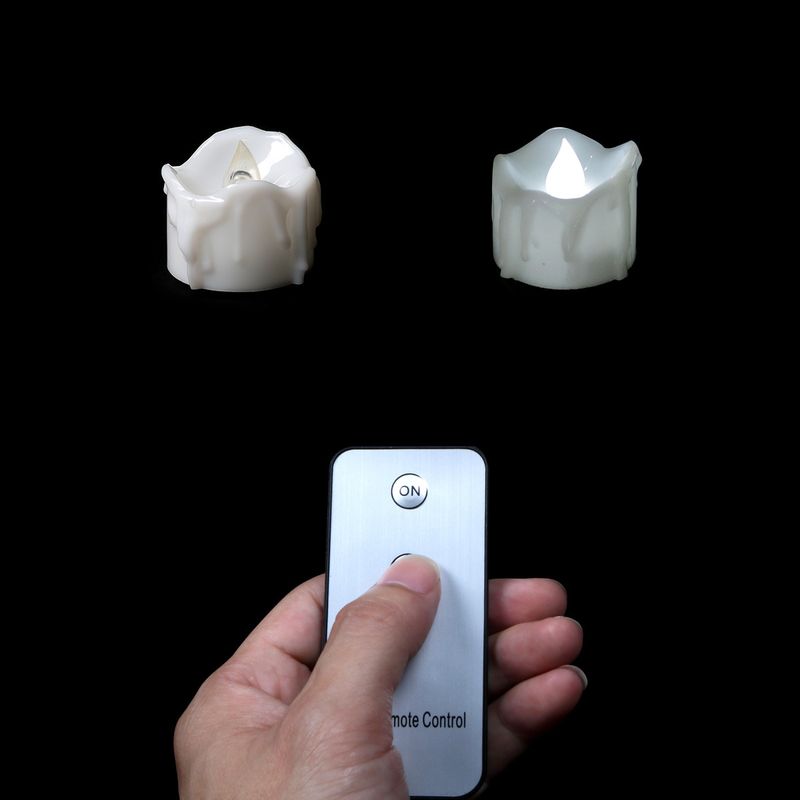Bougies LED télécommandées – Effet scintillant et goutte d'eau pour anniversaires, mariages, Halloween et Noël (blanc chaud/froid/jaune, lot de 6)_voghion.com