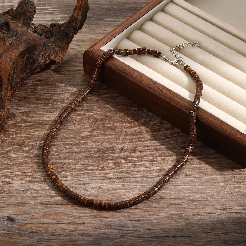 New Coconut Wood Bead Necklace Stainless Steel Necklace Does Not Fade Men And Women Fashion Trend Necklace_voghion.com