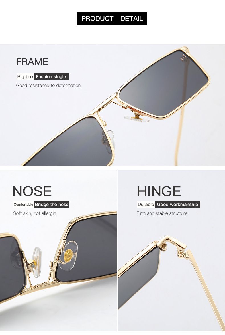 2021 Kleines Gesicht Transparente Persönlichkeit Quadratische Goldrahmenbrille 50702 Neue trendige Sonnenbrille_voghion.com