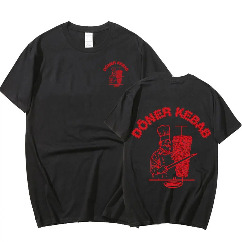 Döner Kebab T-Shirt Lustiges Grafik-T-Shirt Herren Baumwolle Übergroße Kurzarm-T-Shirts Gothic Haruku Sommer Unisex_voghion.com