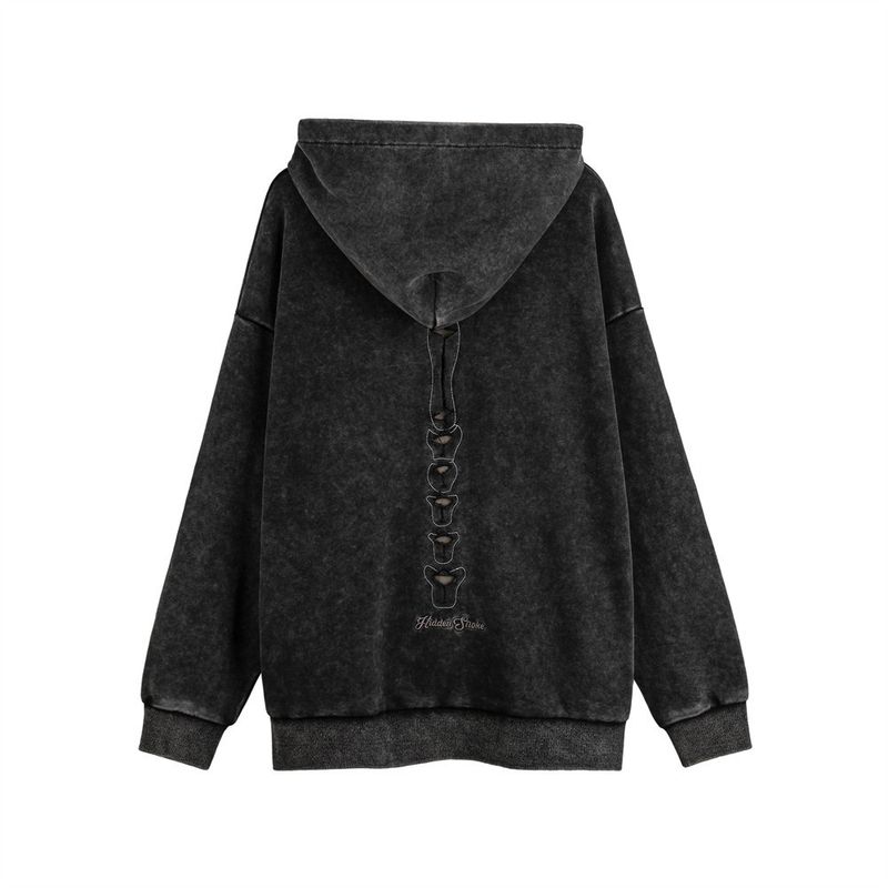 Dark Design Sense – Kapuzenpullover mit ausgeschnittenem Skelett für Herren, trendige Nischenmarke, verwaschener Vintage-Pullover im Used-Look_voghion.com