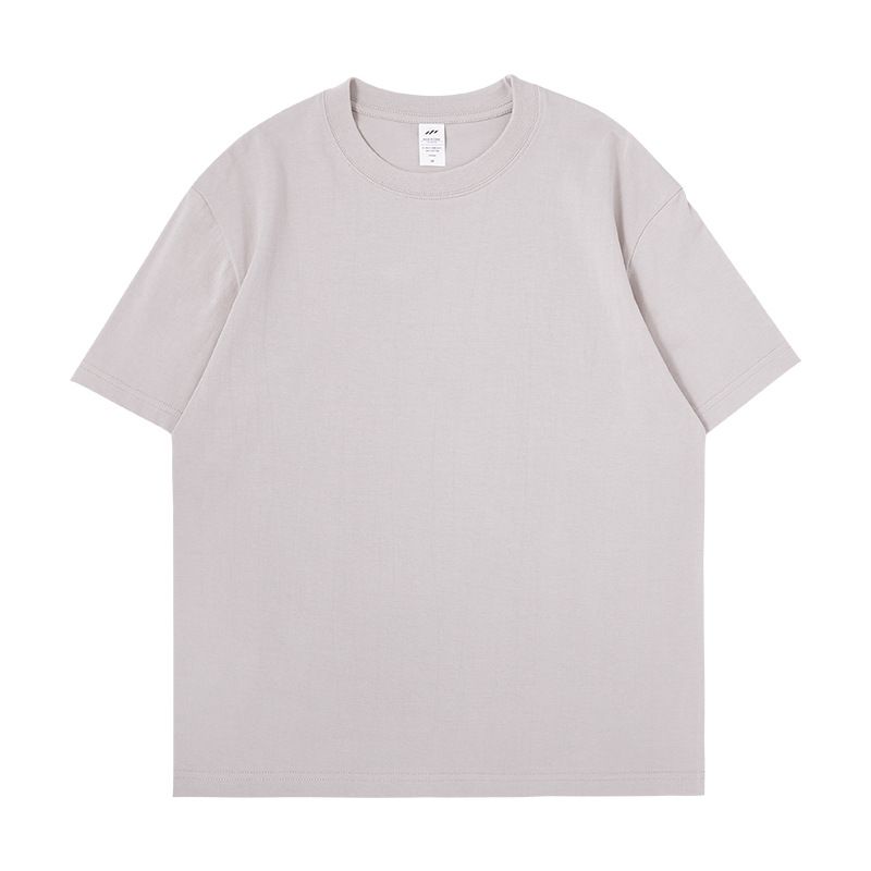 2025d Drei Seewale|230g Kurzarm Xinjiang Gekämmte Baumwolle Herren Einfarbig Weiß Trendy Lose Blank T-Shirt_voghion.com