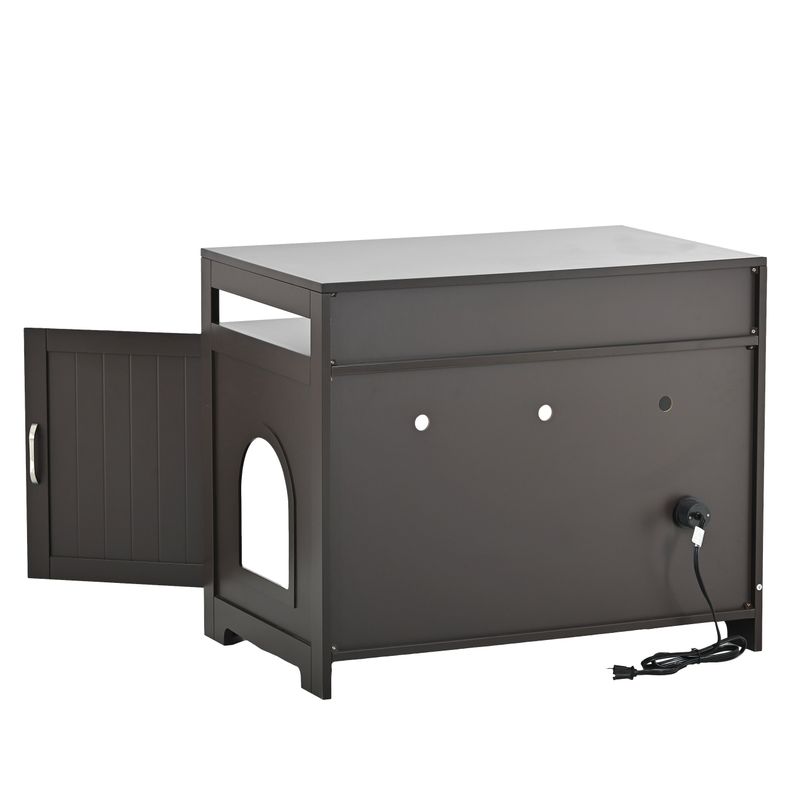 Litter Box Enclosure, Cat Litter Box Furniture With Hidden Plug, 2 Doors,Indoor Cat Washroom Storage Bench Side Table Cat House, Large Wooden Enclused Litter Box House, Esspresso_voghion.com