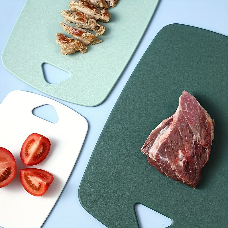 3pcs Plastic Cutting Board Set - Thick, Durable Chopping Boards For Meat, Veggies & Fruits With Easy Grip Handle - Dishwasher Safe Kitchen Essentials_voghion.com