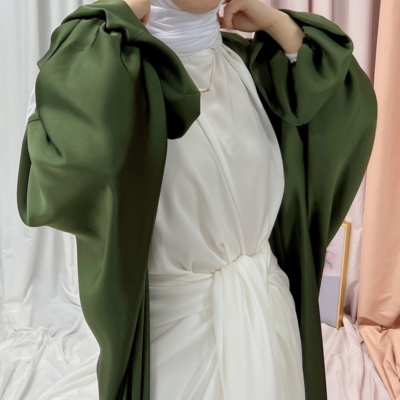 Loriya Amazon Puffärmel-Cardigan, Dubai Eleganter langer Rock_voghion.com