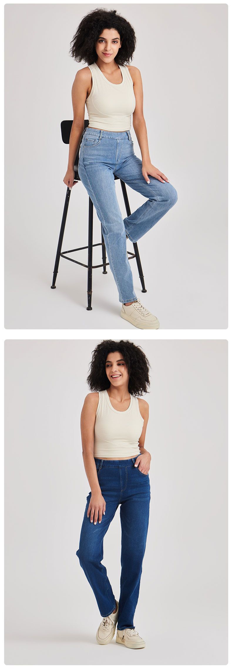 Jeans da yoga a vita alta SleekShape da donna - Pantaloni in denim elasticizzati effetto used con tasche, vestibilità slim, comodi per palestra e abbigliamento casual_voghion.com