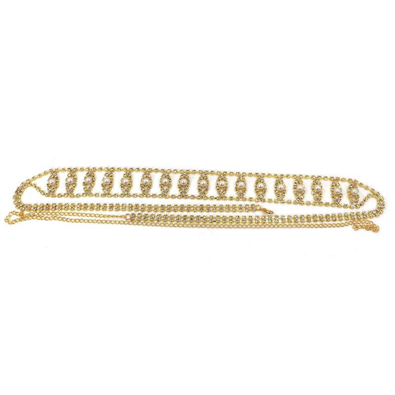 Nuova catena per la pancia con perle e strass scintillanti, accessori da spiaggia per la vita._voghion.com