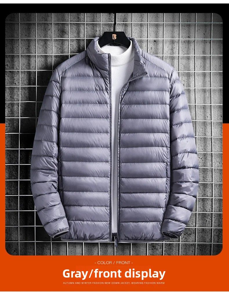 Leichte Baumwolljacke für Herren, lässig, bedruckbar, kurzer Kragen, weit geschnittener Baumwollmantel, große Oberbekleidung für Männer_voghion.com