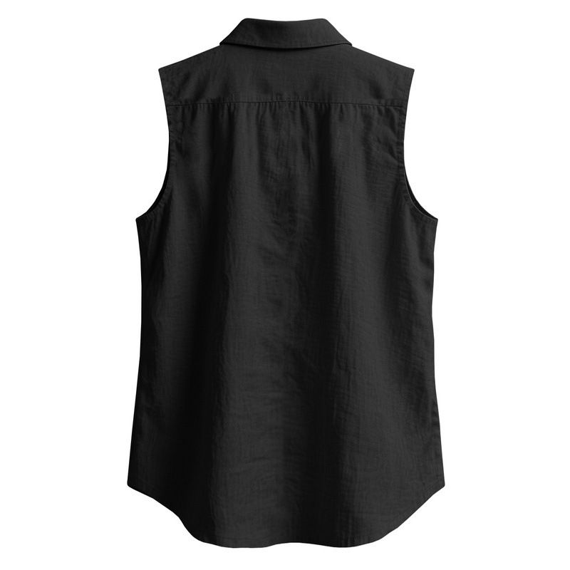 Herren Sommer Neue Lose Leinen Einfache Casual Ärmellose Strickjacke Strand Hemd_voghion.com