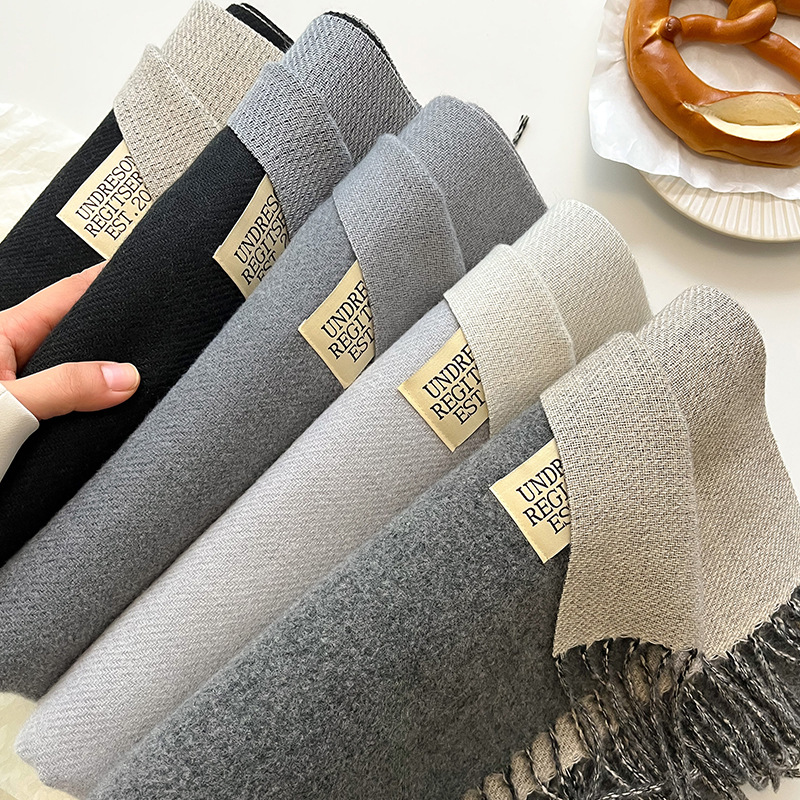 Cachecol premium de cashmere sintético dupla face para mulheres e homens - xale grande e macio para inverno em cores sólidas (68 x 200 cm)_voghion.com