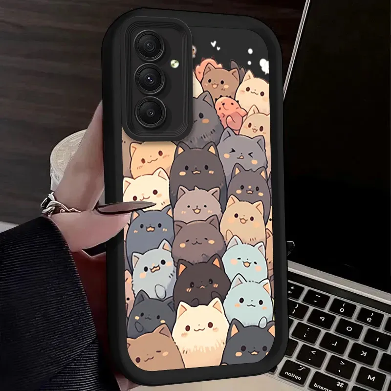 Silikonový kryt s graffiti kočičkou pro Samsung Galaxy S25 S24 S23 Ultra S22 S21 Plus FE 5G A54 A34 A14 A73 A53 A33 5G_voghion.com