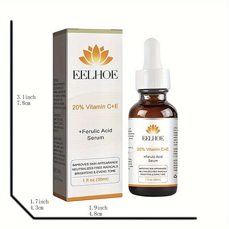 1/2/3 stk. 20 % vitamin C-ansiktsserum med vitamin E og ferulsyre, 30 ml hver, balanserer hudtonen og gir lysere hudpleie_voghion.com