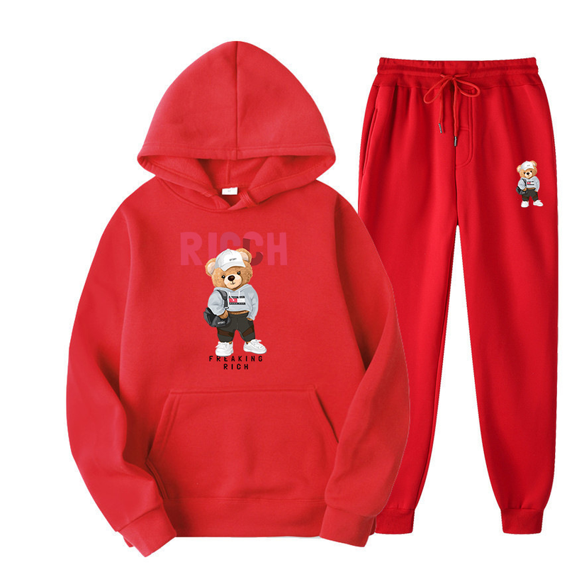 Spring and Autumn Men's Sweater Hoodie Set New Plush Sweater Women's Hip Hop Print_voghion.com